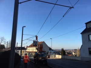 Reparatur der Saarbahn-Oberleitungen Reparatur der Saarbahn-Oberleitungen