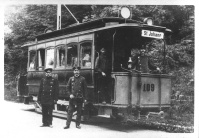 Triebwagen 109 auf der ersten elektrischen Straßenbahnlinie, 1901
