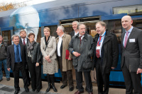 Einweihung der Saarbahnstrecke nach Heusweiler mit der Geschäftsführung der Saarbahn, 2011