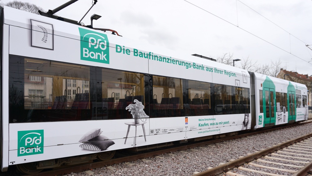Saarbahn Werbekunde PSD Bank