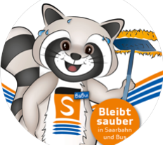 BaBu – das sympathische Maskottchen ruft zum Sauber-bleiben auf. Weitere Informationen unter www.saarbahn.de/bleibtsauber BaBu – das sympathische Maskottchen ruft zum Sauber-bleiben auf. Weitere Informationen unter www.saarbahn.de/bleibtsauber