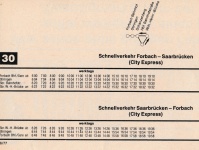 Fahrplanauszug von 1977 