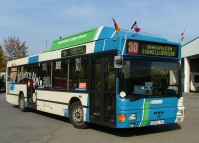 MAN-Erdgasbus Nr. 703 der Saarbahn mit Geburtstagsmotiv 2004 