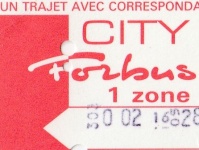 Einzelfahrschein der Forbus Ende der 80er Jahre 